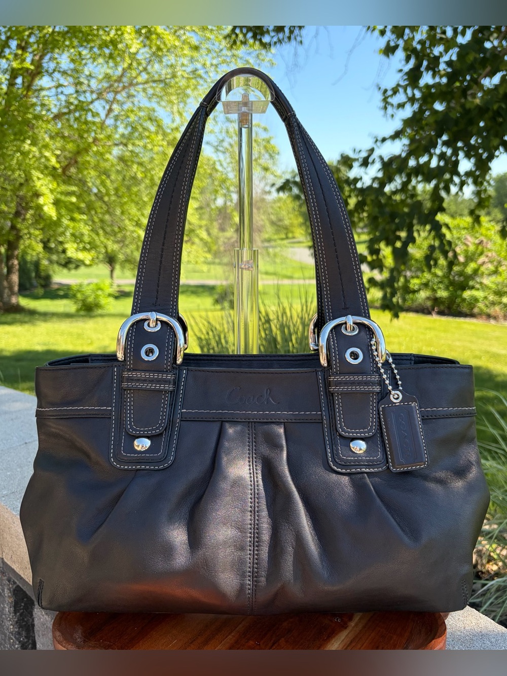 Coach Soho Pleated Satchel Black Leather F13732 EUC